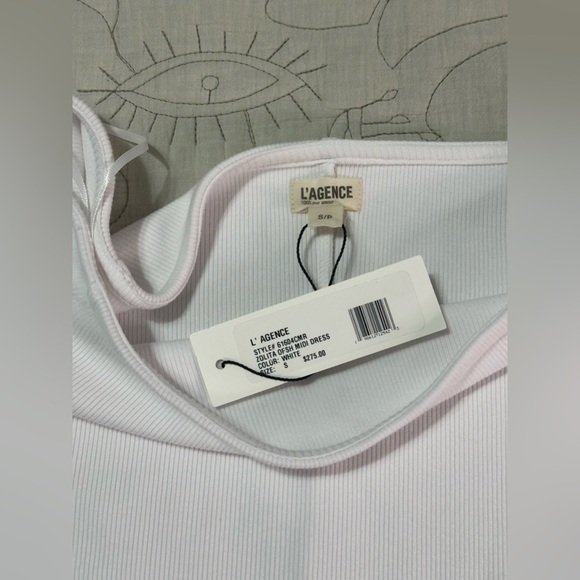 NEW L’AGENCE Zolita Off-the-Shoulder Dress Sz S • White • All-Season Staple NWT - Picture 8 of 9